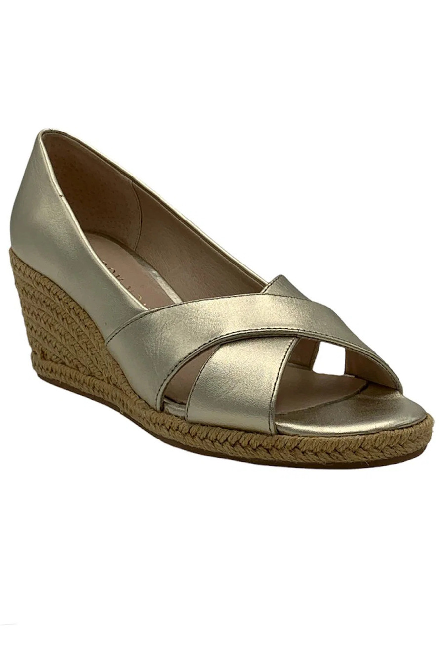 Jack Rogers Criss-Cross Wedge Espadrilles Palmer Platinum - Medium - Picture 2 of 5